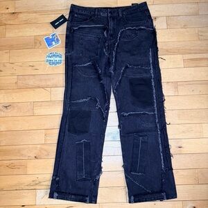 Homme Femme Reconstructed Denim Stone Wash Jeans Black Men’s 36 Msrp $ 190